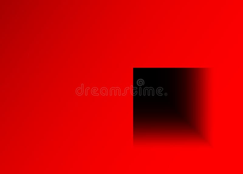 Vector red background with sunken square window, art Infographic design with red obtrusion square geometric figure. Business backd stock illustration