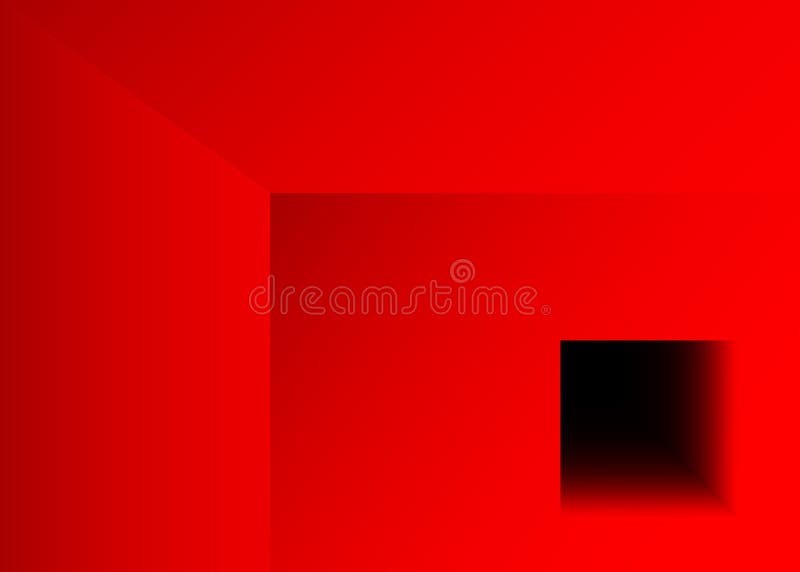 Vector red background with sunken square window, art Infographic design with red obtrusion square geometric figure. Business backd vector illustration