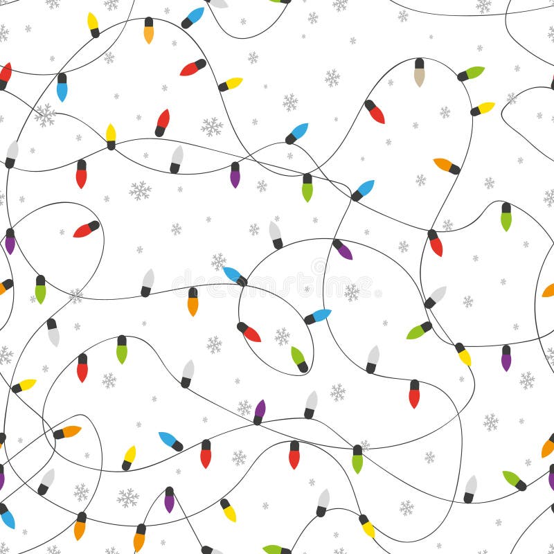 Vector Red and Blue Christmas Lights Garland on White Background