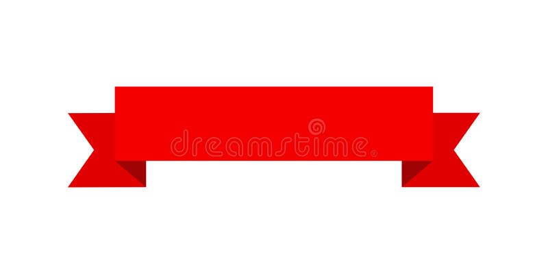 Vector Red Ribbon Banner Set. Flat Red Ribbon for Discount Label in