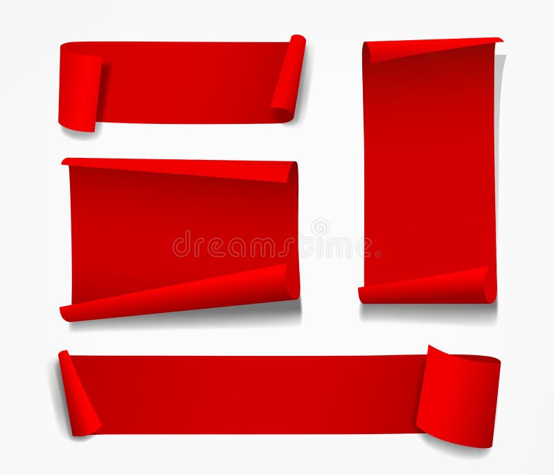 Vector Red Roll paper Merry Christmas concept isolated on white