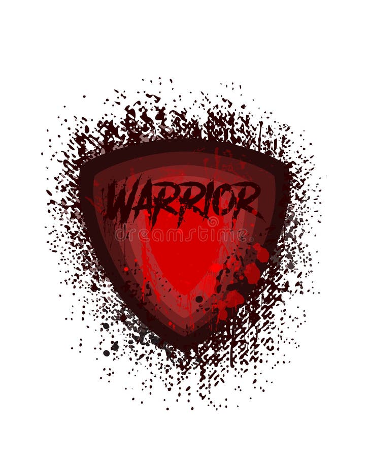 Grunge warrior vector shield.