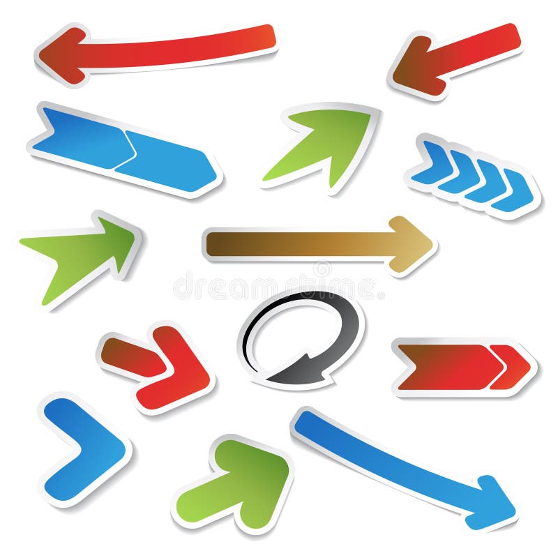 Vector reeks pijlstickers stock illustratie Vector reeks pijlstickers stock illustratie
