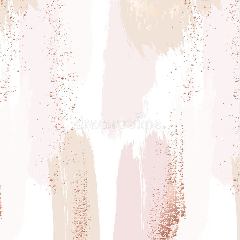 Vector repetition pattern in tender beige, pink colors with rose gold glitters. Vector grunge abstract background. Wedding vector illustration
