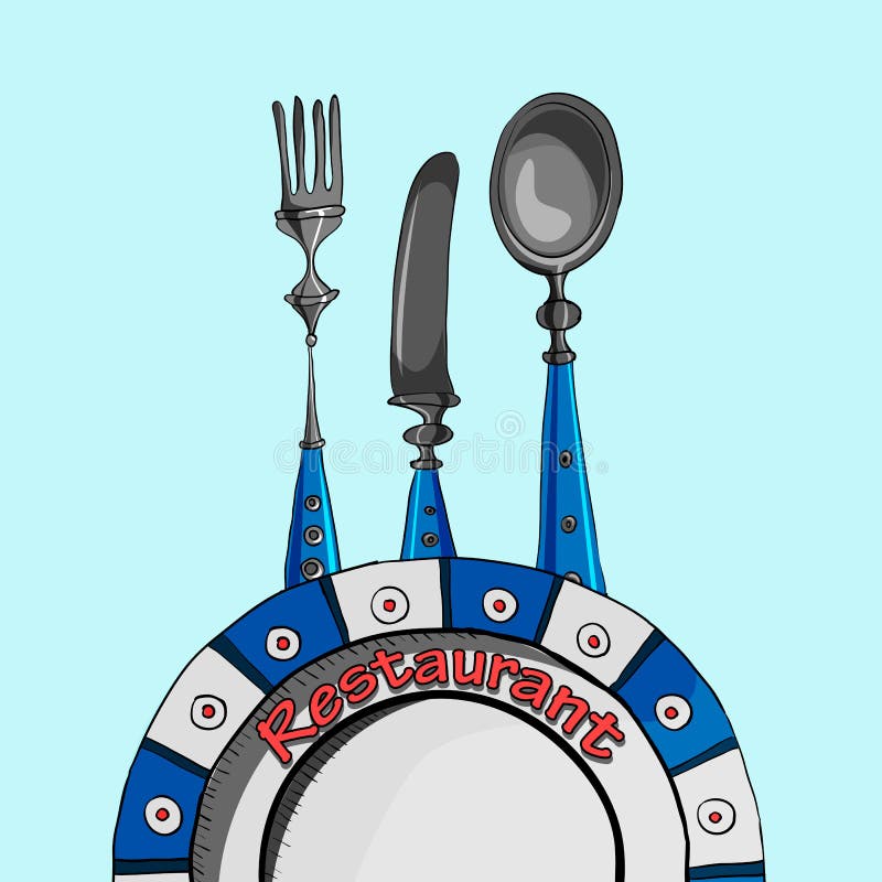 Vector Restaurant Card Menu Design, Spoon, Empty, Background, Fork