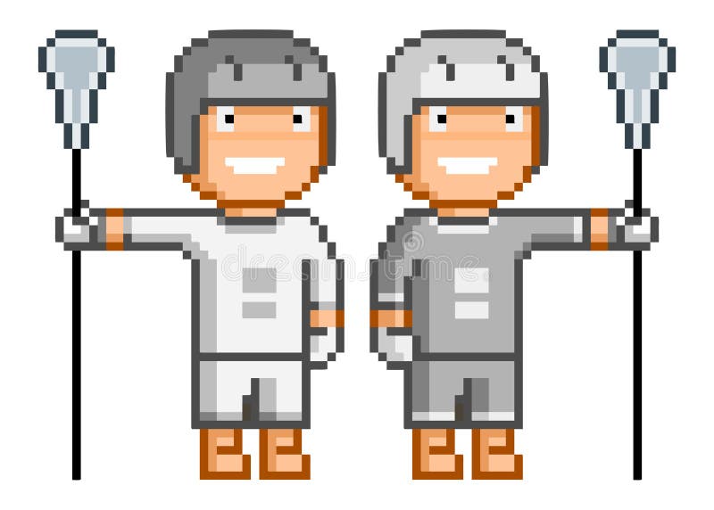 Vector Retro Pixel Art Lacrosse Player Stock Illustration