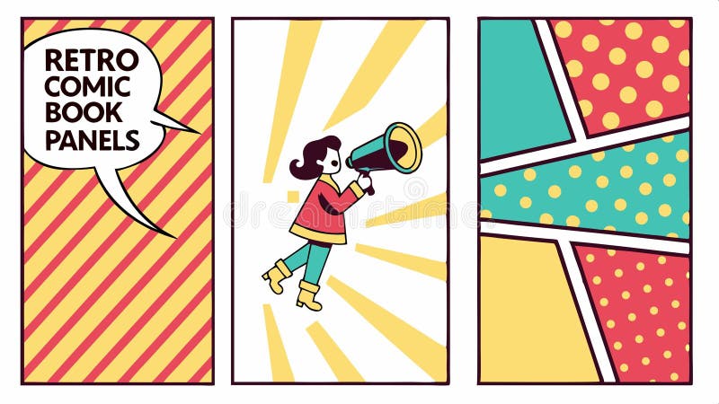 Retro comic book panels, vintage style design vector design Generative AI royalty free illustration