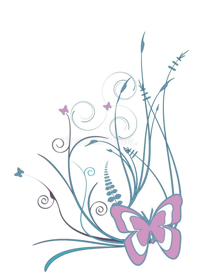 Vector retro floral background with flowers and butterflies