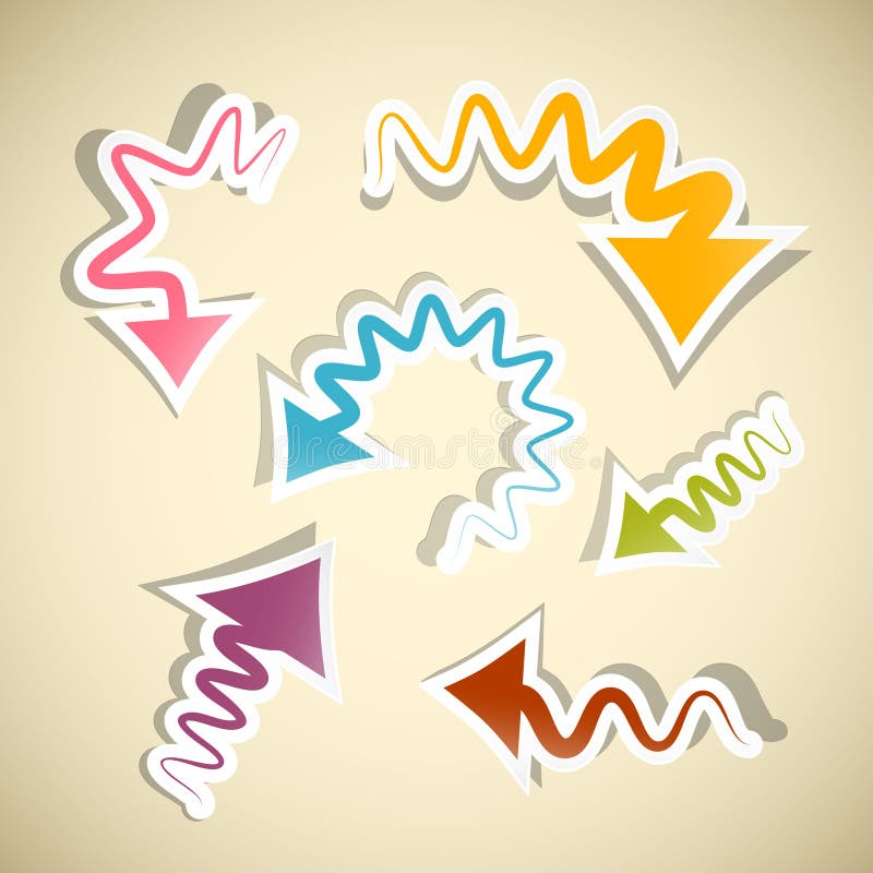 Vector Retro paper Arrows Isolated on Yellow Background