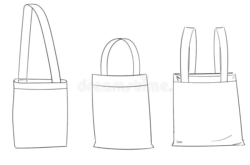 Vector Reusable Shopping Tote Bag. Illustration. Sketch Bag Stock