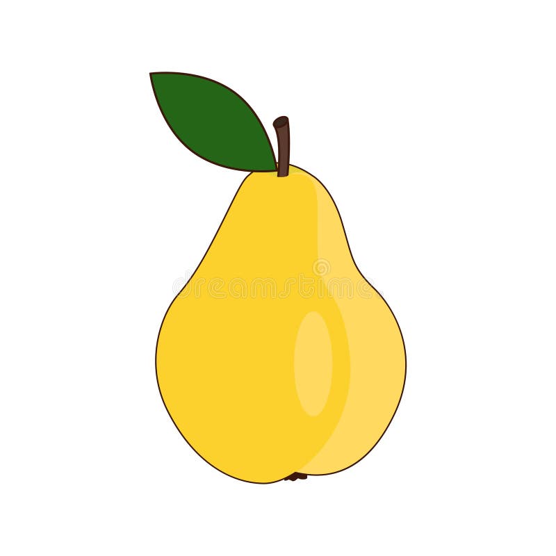 Vector ripe pear with leaf. Image with contour around perimeter stock illustration