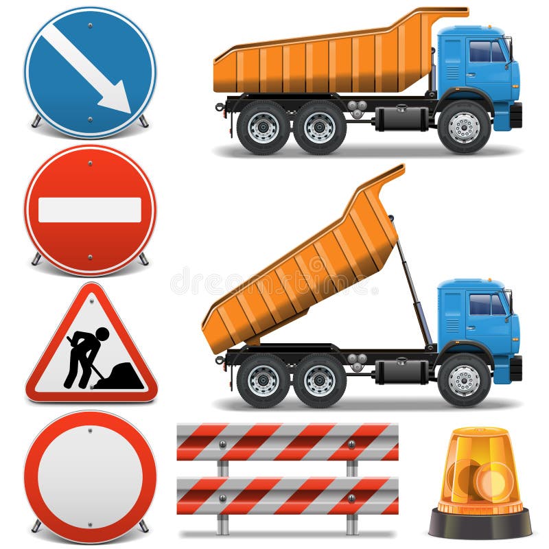 Vector Road Construction Icons Set 2 Stock Vector - Illustration of ...