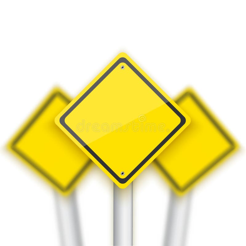 Vector Road Red Stop Sign with Blurred Signs Behind. Realistic V