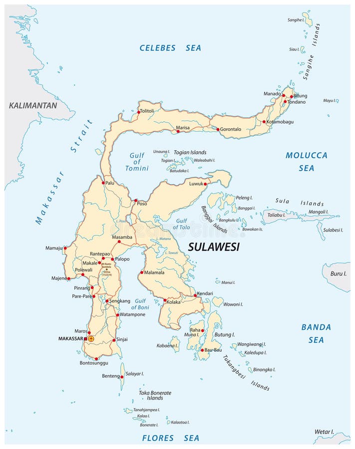  Road Map  Of Indonesian Volcano Lake Toba On Sumatra Stock 