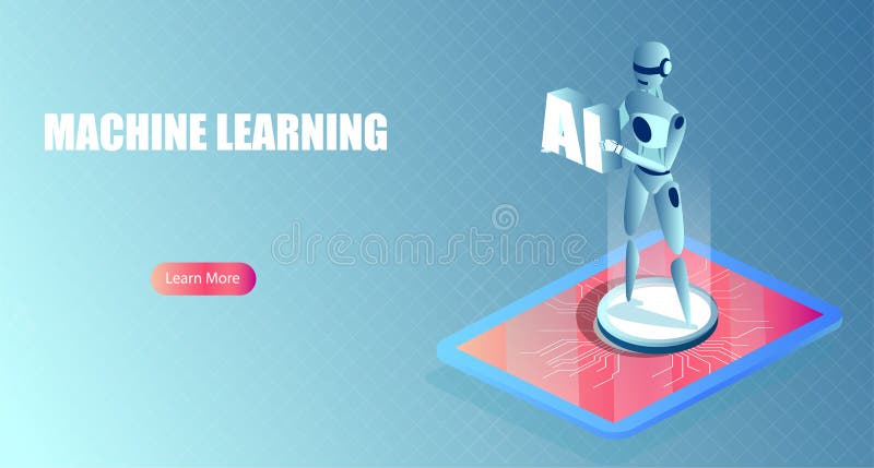 Vector of a robot artificial intelligence technology in software computer development royalty free illustration