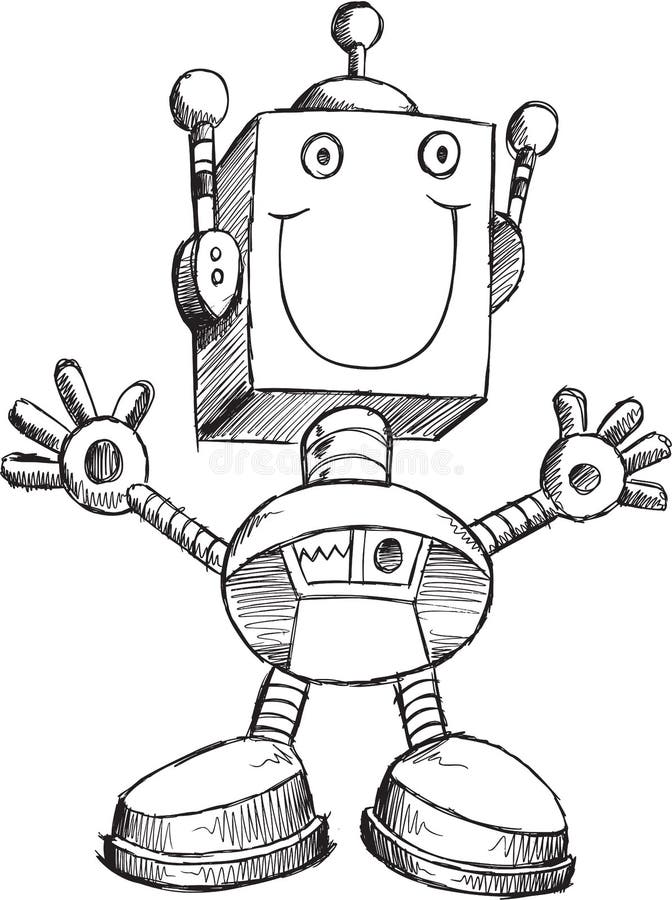 Vector robot doodle stock illustration