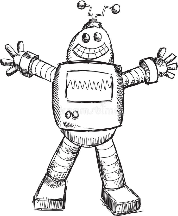 Vector robot doodle stock illustration