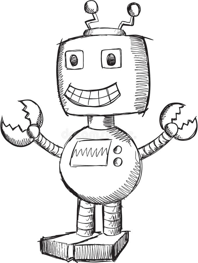 Vector robot doodle stock illustration