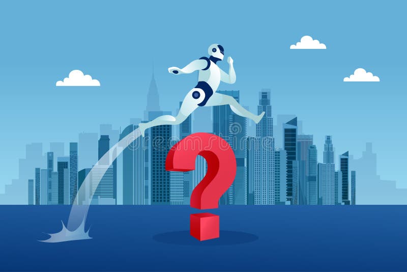 Vector of a robot solving problems vector illustration