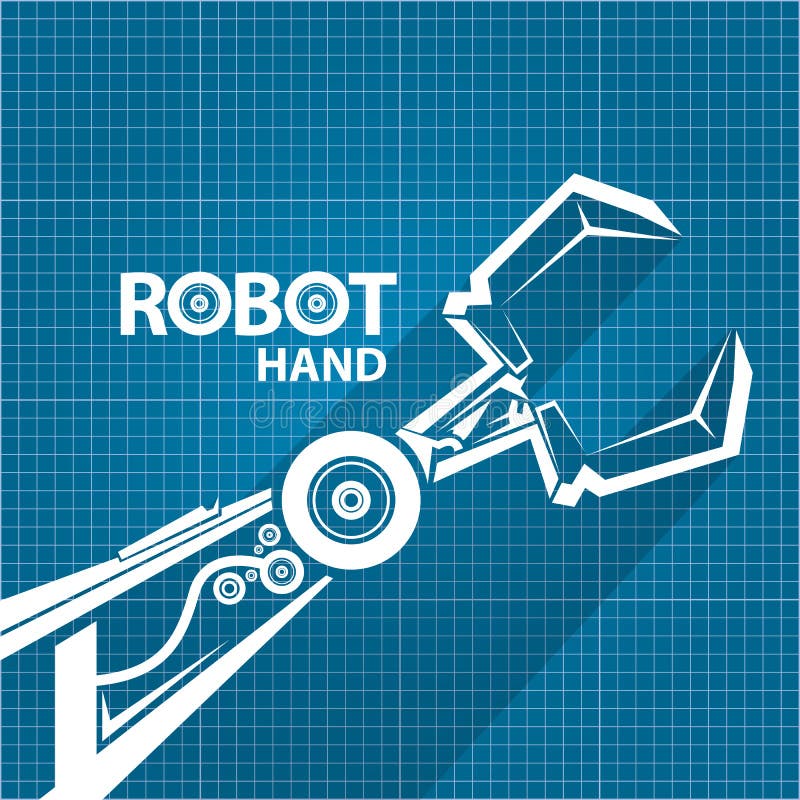 Vector Roboterarmsymbol auf Planpapierhintergrund Roboterhand und -schmetterling HD und reich einzeln aufgeführtes abstraktes Mus lizenzfreie abbildung