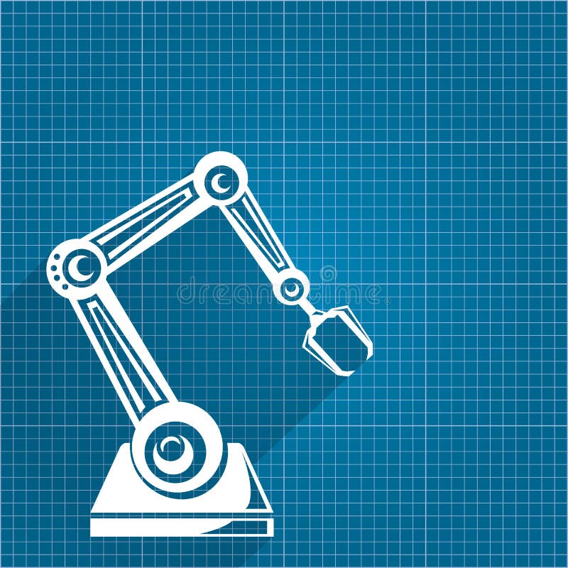 Vector Roboterarmsymbol auf Planpapierhintergrund Roboterhand und -schmetterling HD und reich einzeln aufgeführtes abstraktes Mus stock abbildung