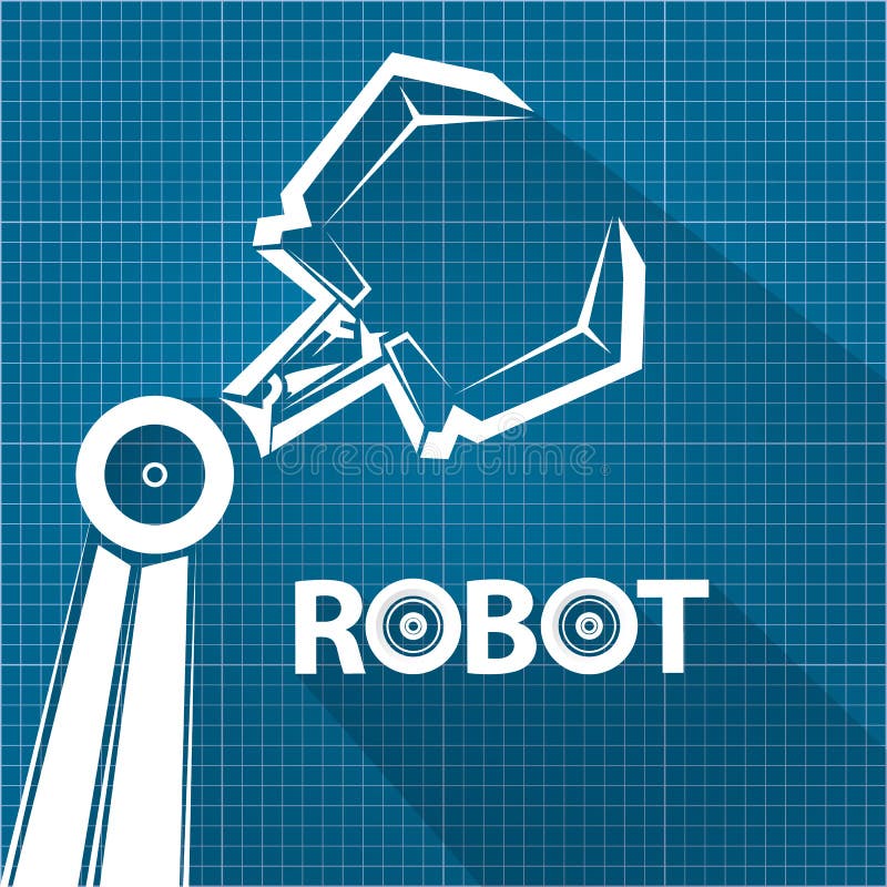 Vector Roboterarmsymbol auf Planpapierhintergrund Roboterhand und -schmetterling HD und reich einzeln aufgeführtes abstraktes Mus vektor abbildung