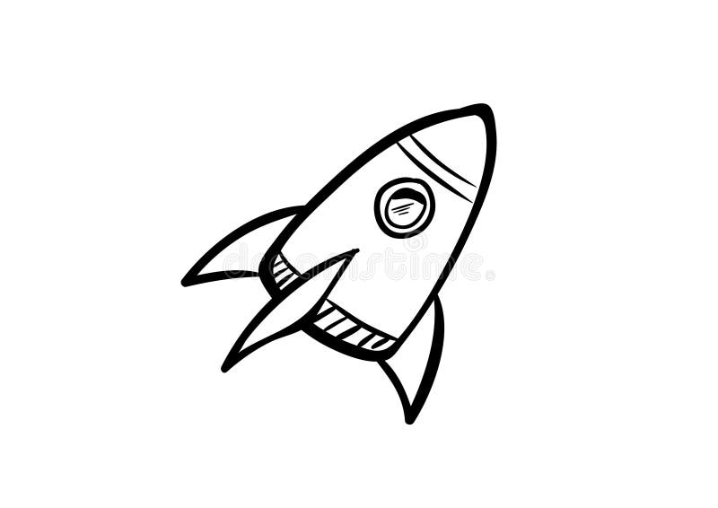 Vector Rocket Icon with Doodle Style Stock Vector - Illustration of