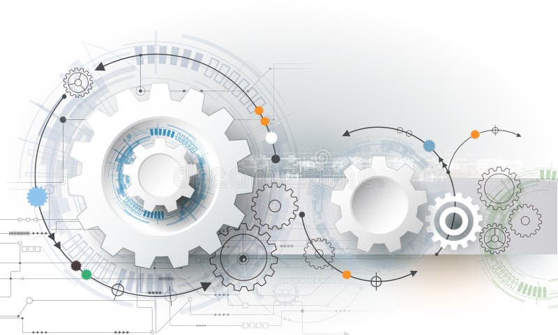 Vector a roda de engrenagem da ilustração, os hexágonos e a placa de circuito, tecnologia digital da Olá!-tecnologia e engenharia Vector a roda de engrenagem da ilustração, os hexágonos e a placa de circuito, tecnologia digital da Olá!-tecnologia e engenharia