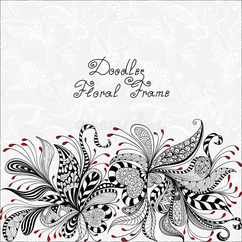 Patrón floral vectorial en rojo, negro y blanco ilustración del vector