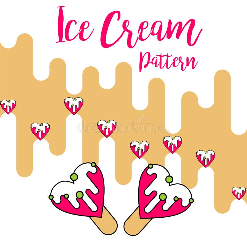 Vector rosado del amor del modelo del color crema del hielo de la impresión ilustración del vector Vector rosado del amor del modelo del color crema del hielo de la impresión ilustración del vector