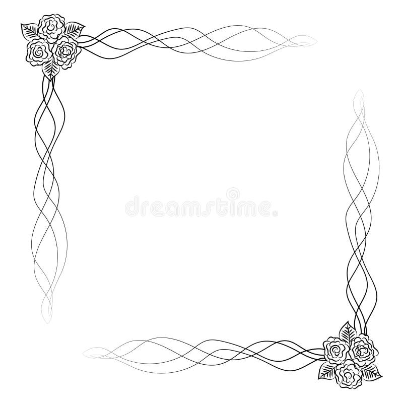 Rose Line Art Corner Element Stock Illustrations 429 Rose Line Art