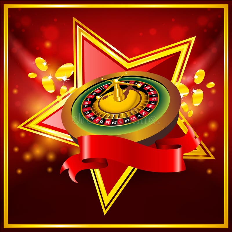 Vector Roulette Wheel on Red Background Stock Vector Illustration of
