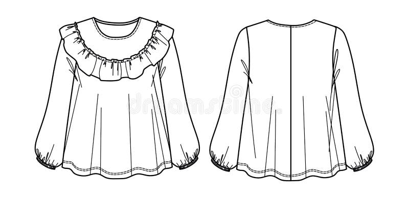 Vector round neck blouse stock vector. Illustration of sketch - 238551069