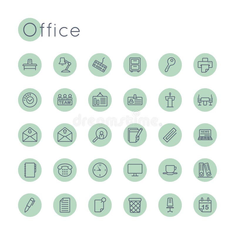 Vector Round Office Icons