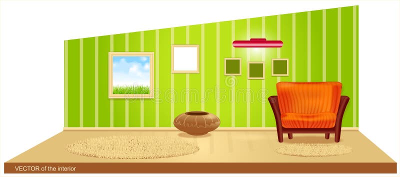 Vector ruimte met groen behang stock illustratie Vector ruimte met groen behang stock illustratie