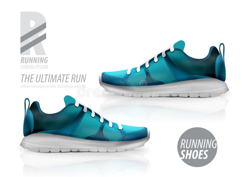 Download Vector Running Shoes Ad Product Template Stock Illustration - Illustration of isolated, blue ...