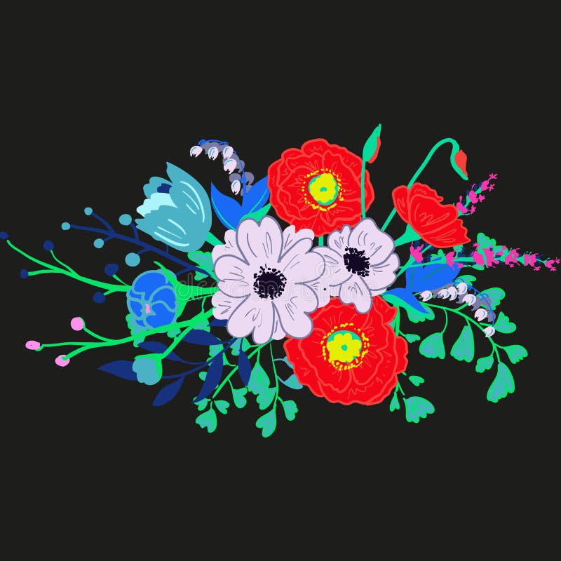 Download Vector Rustic Flower Bouquet Stock Vector - Illustration of black, leaf: 90724356