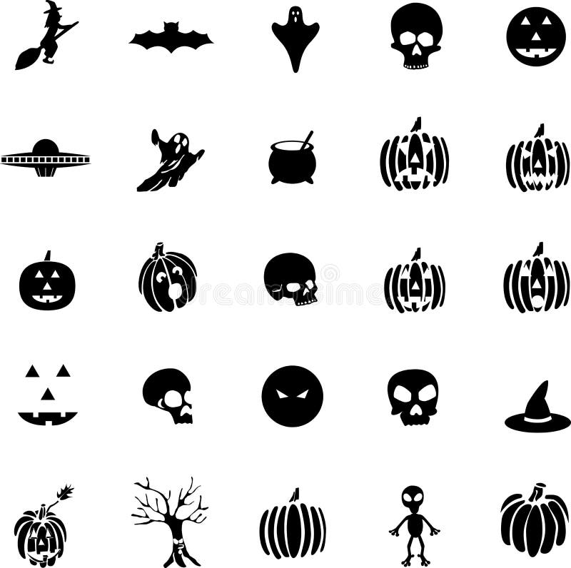 Elementos de contorno de halloween. ilustração vetorial de uma coleção de  desenhos animados de linha preta, fáceis de editar