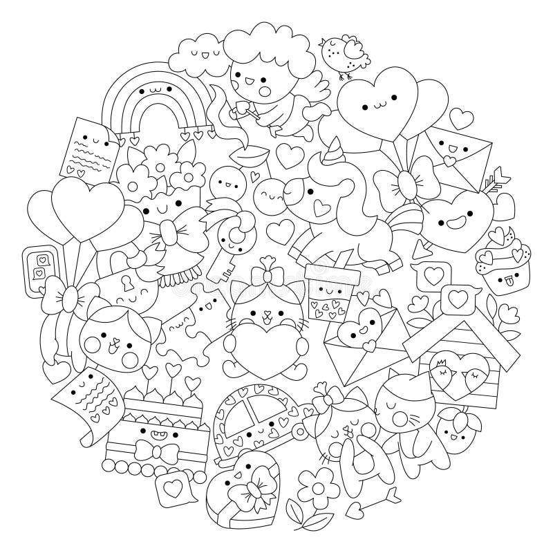 Kawaii Coloring Page Set, Cute Kawaii Coloring Pages For Kids And