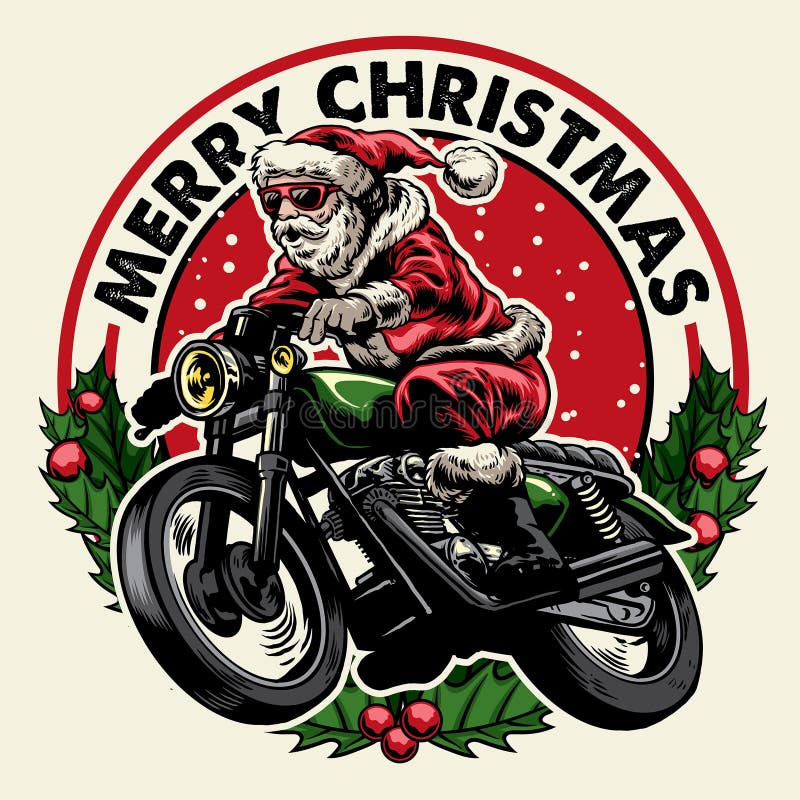 Santa claus riding motorcycle badge