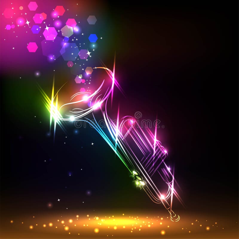 Saxophone and bright sparkle on poster vector illustration