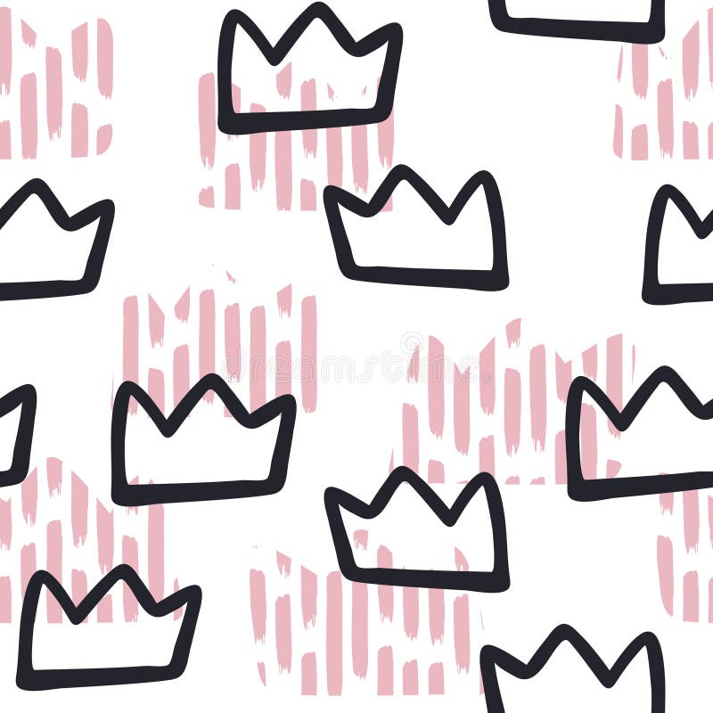 Black Handwritten Text Crazy And Outline Of Crown Drawn By Hand On Pink  Background. Funny Girly Card, Poster, Print. Royalty Free SVG, Cliparts,  Vectors, and Stock Illustration. Image 109763471.