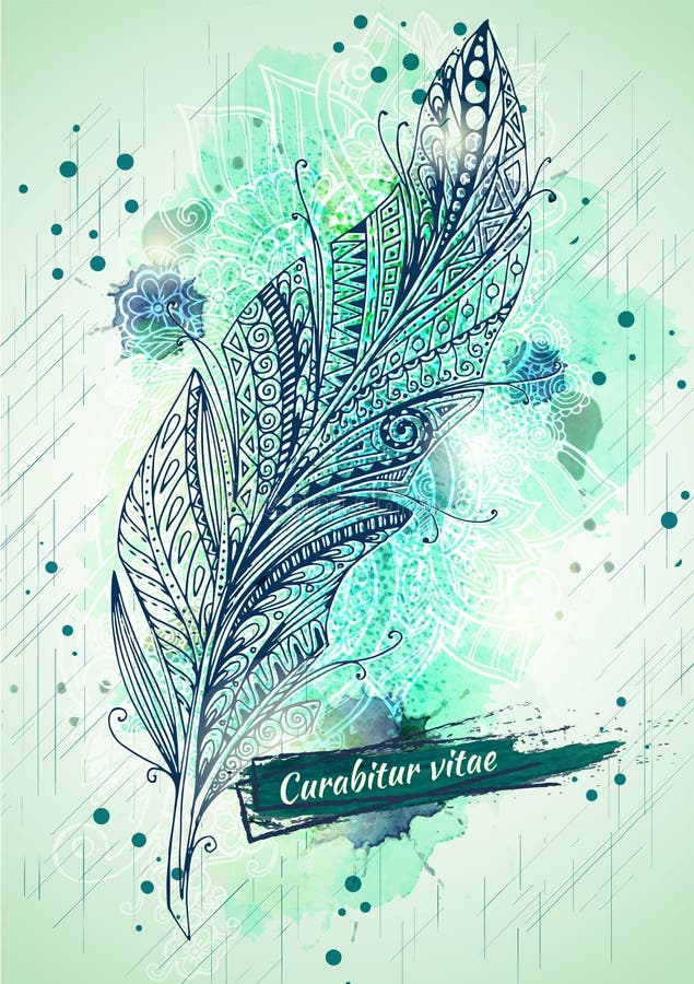 Vector Schablonenplakat mit Aquarellfarbe und Federhintergrund. Vector Schablonenplakat mit abstraktem mit Blumenhintergrund der Aquarellfarbe und -tinte Abstrakter Aquarell-Hintergrund für Geschäfts-Flieger, Poster und Plakate