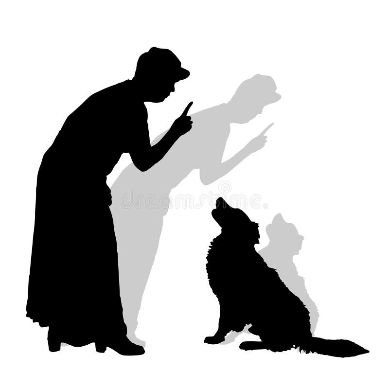 Vector Schattenbild Einer Frau Mit Einem Hund Vektor Abbildung