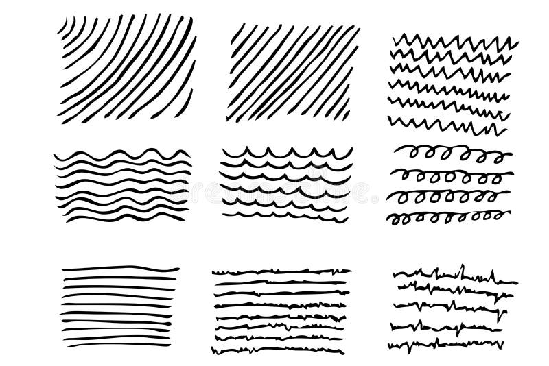 Vector Scribble Hand Draw Sketch Pattern Wave, Diagonal, Curl, Sharp ...