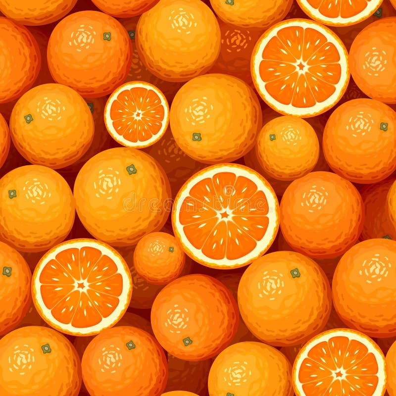 Seamless Background With Orange Fruit Vector Illustration Stock