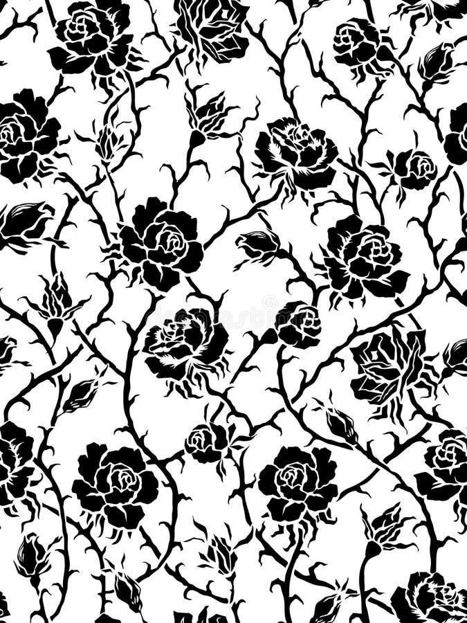 Black seamless lace pattern with rose on transparent background