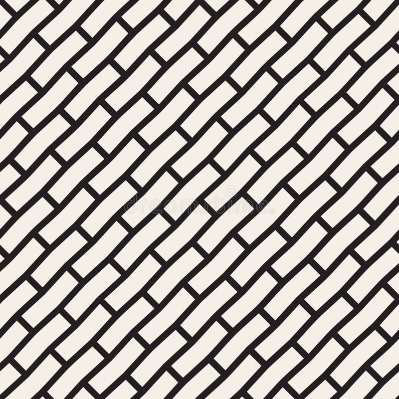 Vector Seamless Black And White Brick Pavement Diagonal Lines Pattern