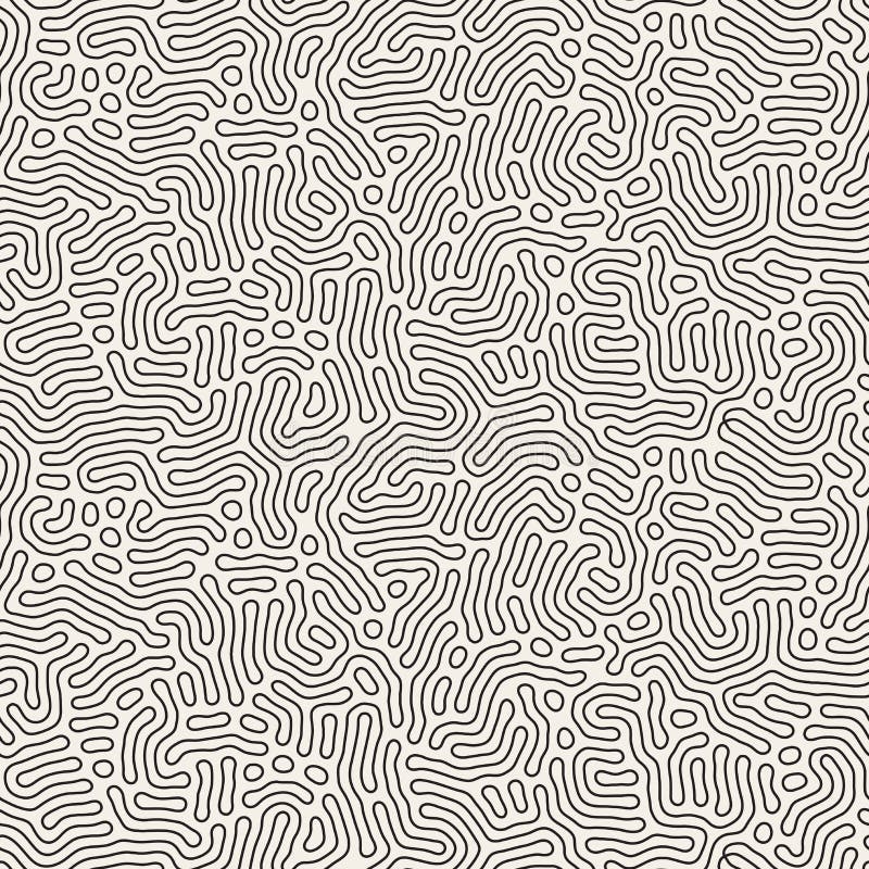 Vector Seamless Black And White Coral Organic Line Texture Pattern Stock Vector Illustration Of Biological Drawing