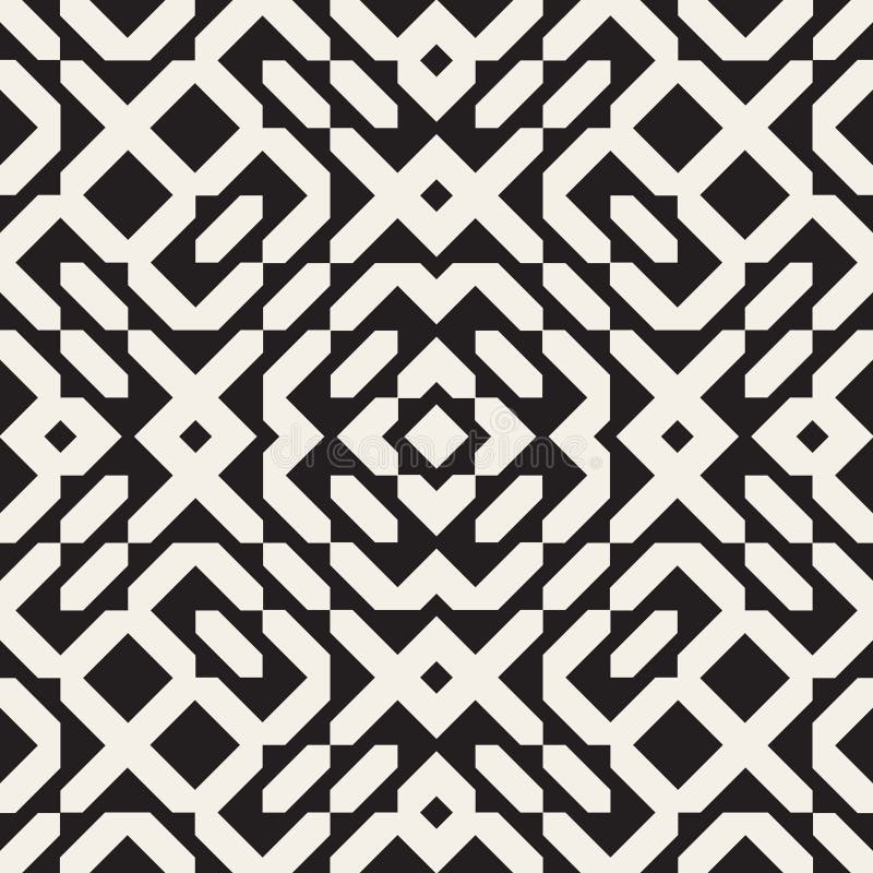 Vector Seamless Black And White Ethnic Geometric Ornamental Blocks Pattern royalty free illustration Vector Seamless Black And White Ethnic Geometric Ornamental Blocks Pattern royalty free illustration